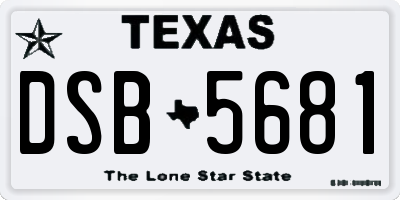 TX license plate DSB5681