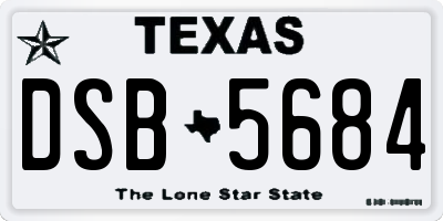 TX license plate DSB5684