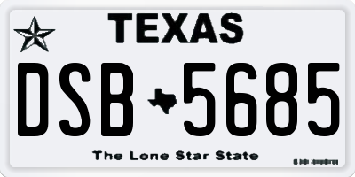 TX license plate DSB5685