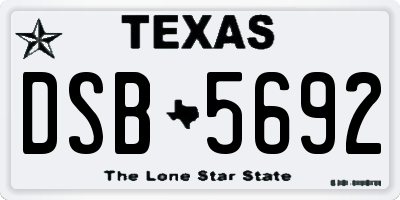 TX license plate DSB5692