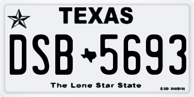 TX license plate DSB5693