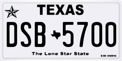 TX license plate DSB5700