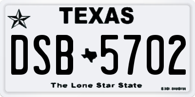 TX license plate DSB5702