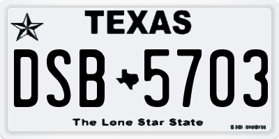 TX license plate DSB5703
