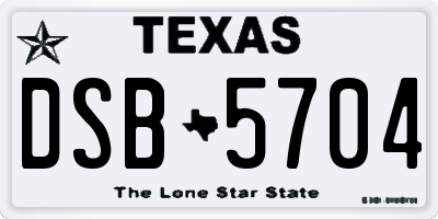 TX license plate DSB5704