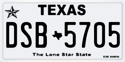TX license plate DSB5705