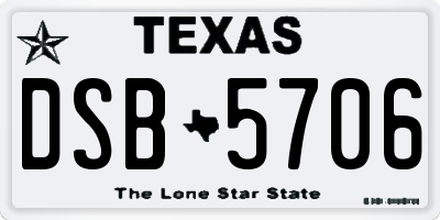 TX license plate DSB5706