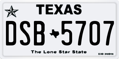 TX license plate DSB5707