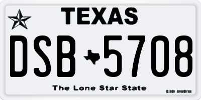 TX license plate DSB5708