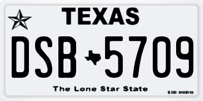 TX license plate DSB5709