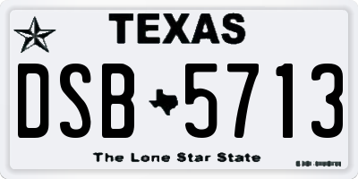 TX license plate DSB5713