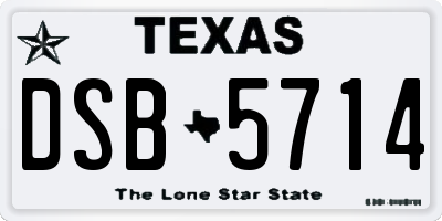 TX license plate DSB5714