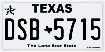 TX license plate DSB5715