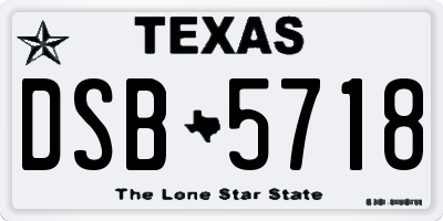TX license plate DSB5718
