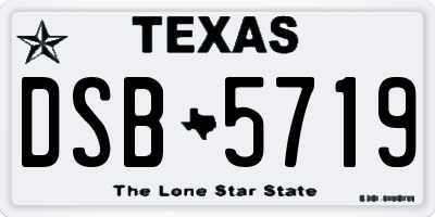 TX license plate DSB5719