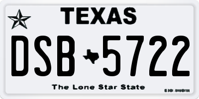 TX license plate DSB5722