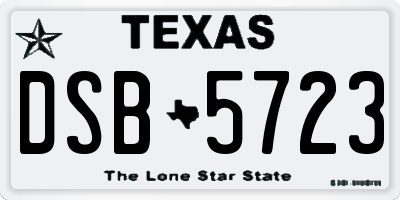 TX license plate DSB5723