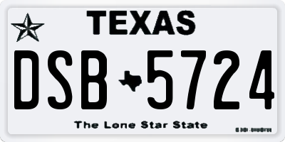 TX license plate DSB5724