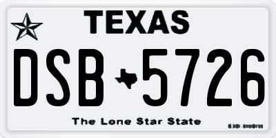TX license plate DSB5726