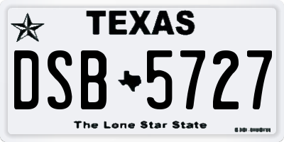 TX license plate DSB5727