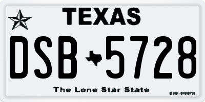TX license plate DSB5728