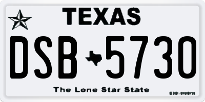TX license plate DSB5730