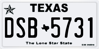 TX license plate DSB5731