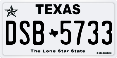 TX license plate DSB5733