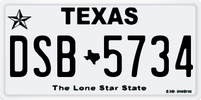 TX license plate DSB5734