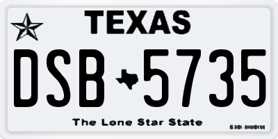 TX license plate DSB5735