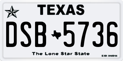 TX license plate DSB5736