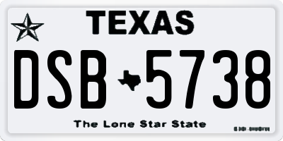 TX license plate DSB5738