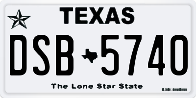 TX license plate DSB5740