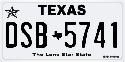 TX license plate DSB5741