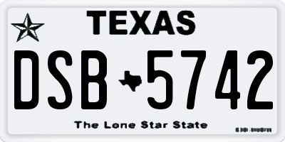 TX license plate DSB5742