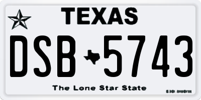TX license plate DSB5743