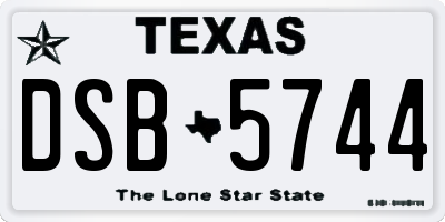 TX license plate DSB5744