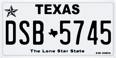 TX license plate DSB5745