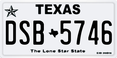 TX license plate DSB5746