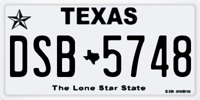 TX license plate DSB5748