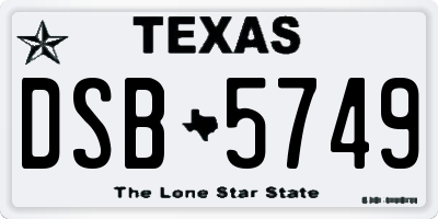 TX license plate DSB5749