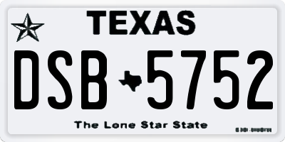 TX license plate DSB5752