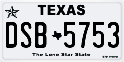 TX license plate DSB5753