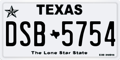 TX license plate DSB5754