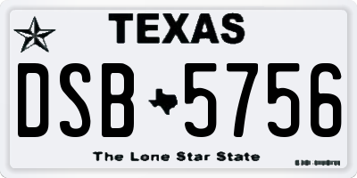 TX license plate DSB5756
