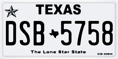 TX license plate DSB5758