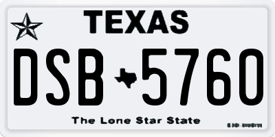 TX license plate DSB5760