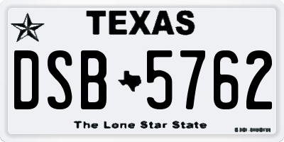 TX license plate DSB5762