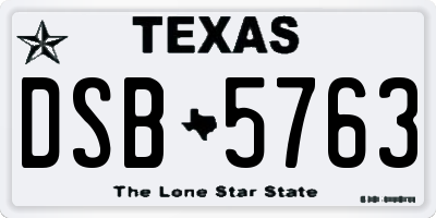 TX license plate DSB5763