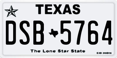 TX license plate DSB5764